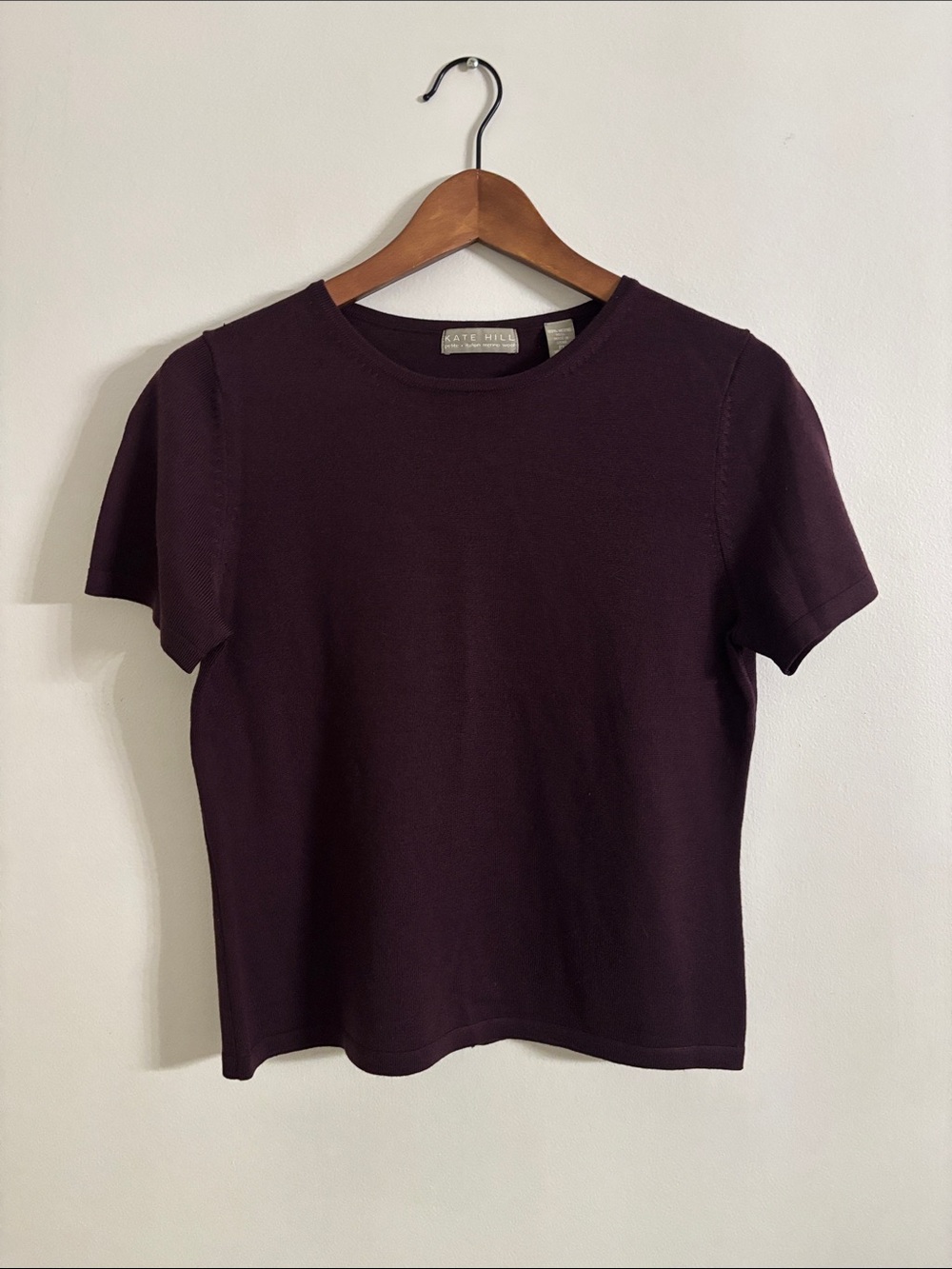 Kate Hill Deep Plum Short Sleeve Knit Top